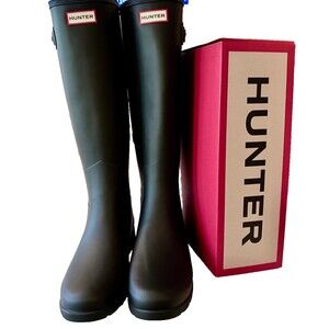 HUNTER REFINED Tall NEW Matte RAIN BOOTS Womens Size 9 BLACK WFT2200RMA in BOX